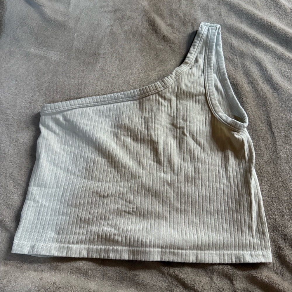 One-Shoulder Ribbed Crop Top - Picture 2 of 2